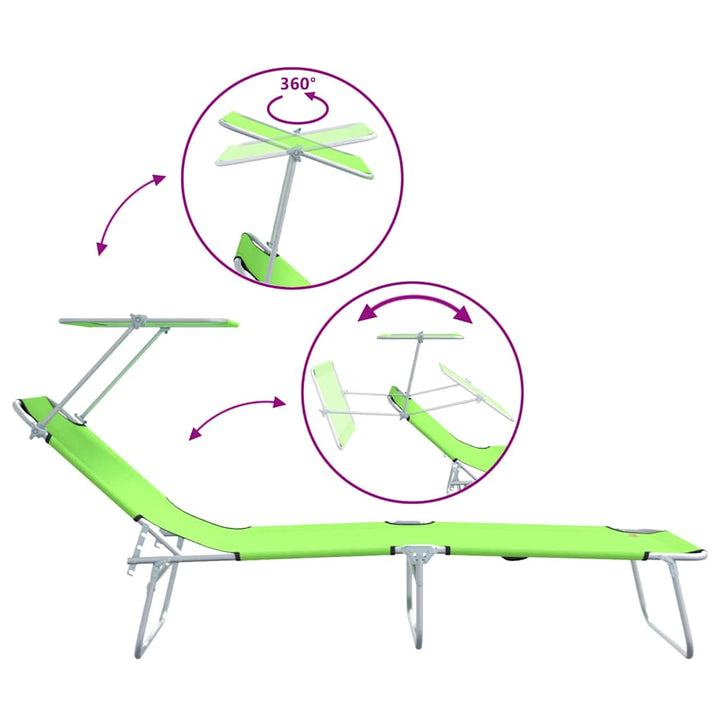 Solstol 2 Pcs Grön 58 X 188 X 77Cm Polyester