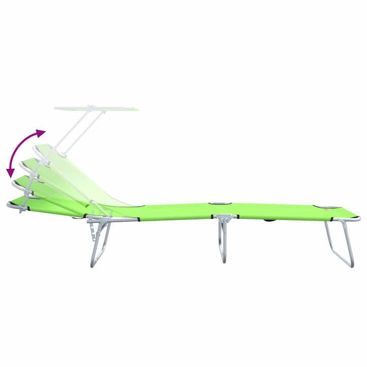 Solstol 2 Pcs Grön 58 X 188 X 77Cm Polyester