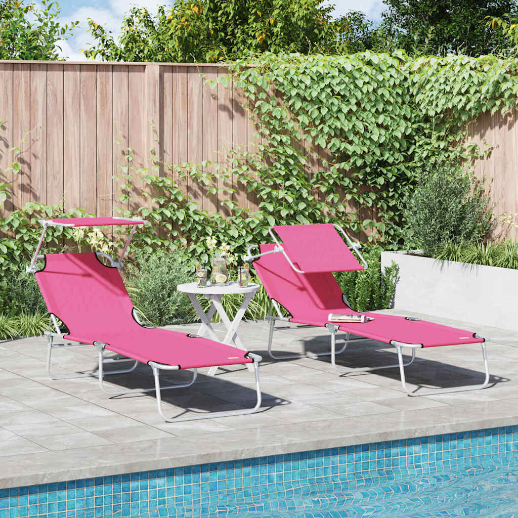 Solstol 2 Pcs Rosa 58 X 188 X 77Cm Polyester