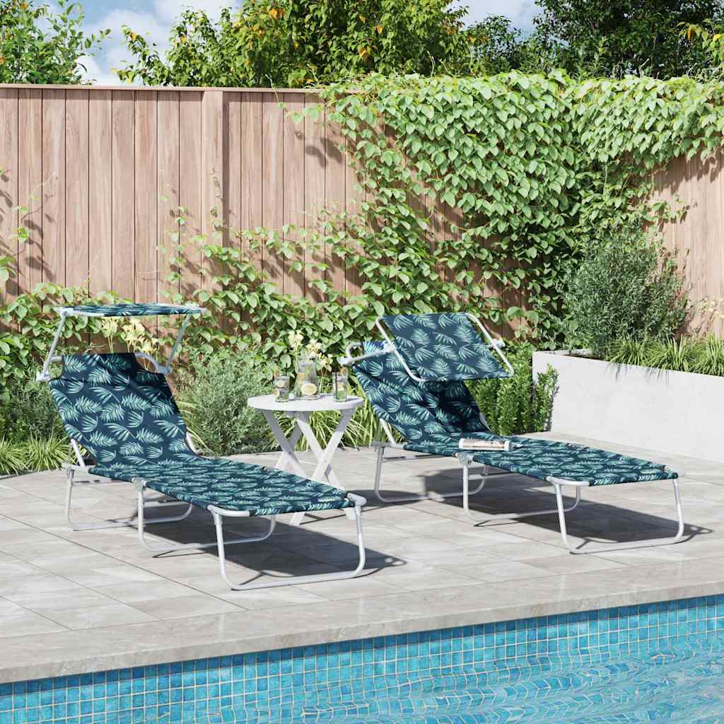 Solstol 2 Pcs Grön 58 X 188 X 77Cm Polyester