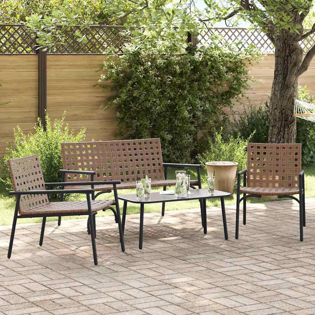Trädgårdsmöbelset 4 Pcs Brun Konstrotting