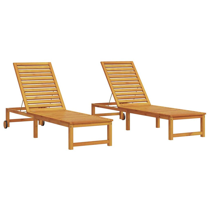 Solstol Reclining 2 Pcs Brun 202 X 53 X 89 Cm Massivt Akaciaträ