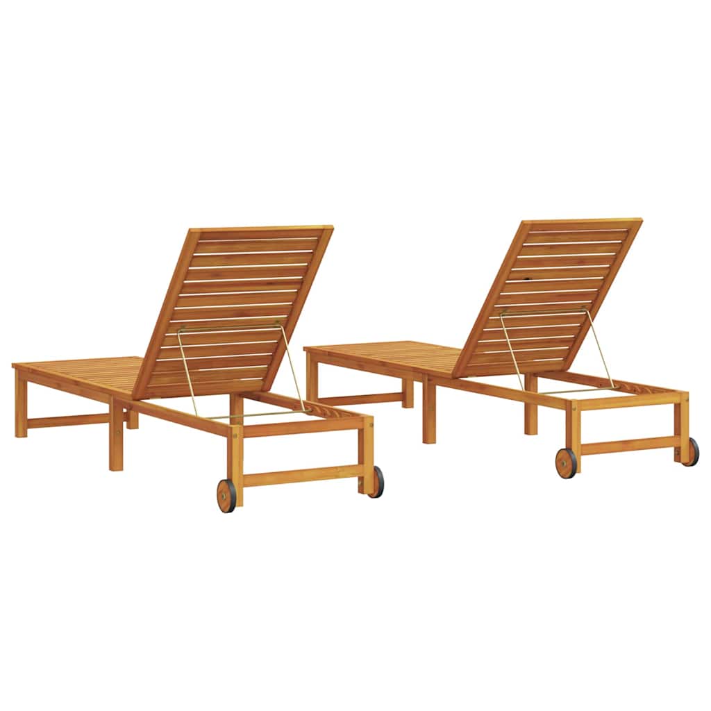 Solstol Reclining 2 Pcs Brun 202 X 53 X 89 Cm Massivt Akaciaträ