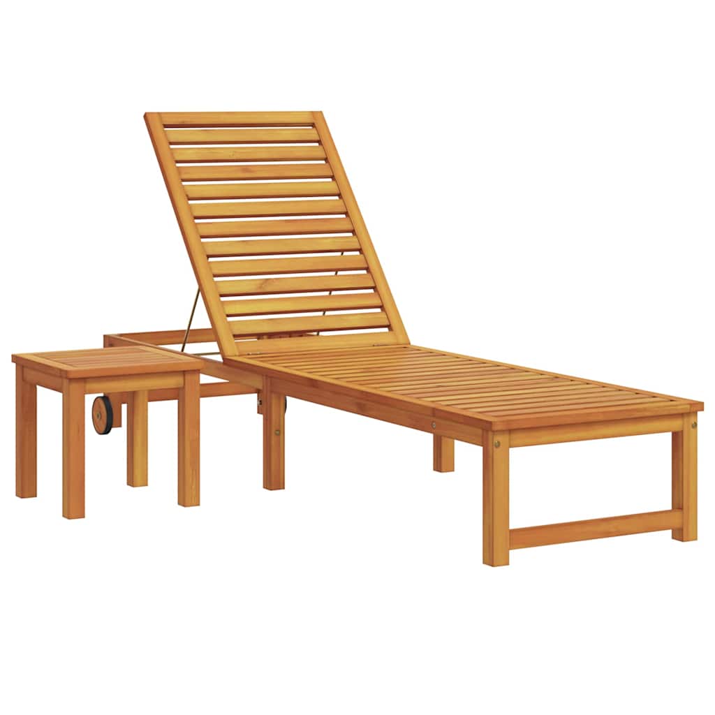 Solstol Reclining 3 Pcs Brun Massivt Akaciaträ
