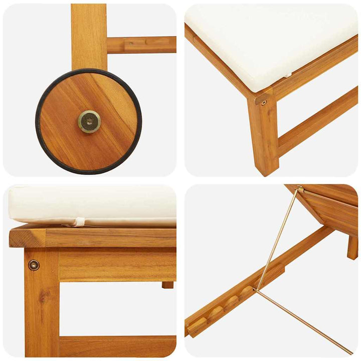 Solstol Reclining 2 Pcs Brun 202 X 53 X 89 Cm Massivt Akaciaträ