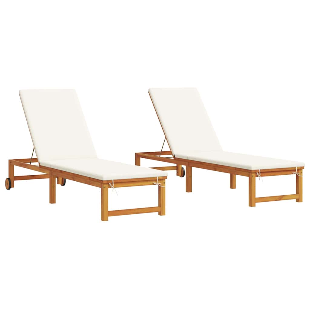 Solstol Reclining 2 Pcs Brun 202 X 53 X 89 Cm Massivt Akaciaträ