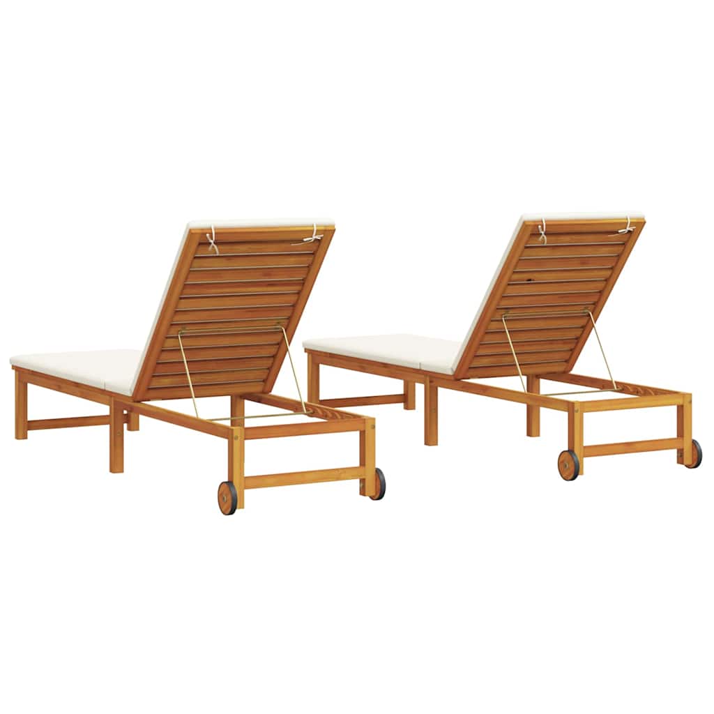 Solstol Reclining 2 Pcs Brun 202 X 53 X 89 Cm Massivt Akaciaträ