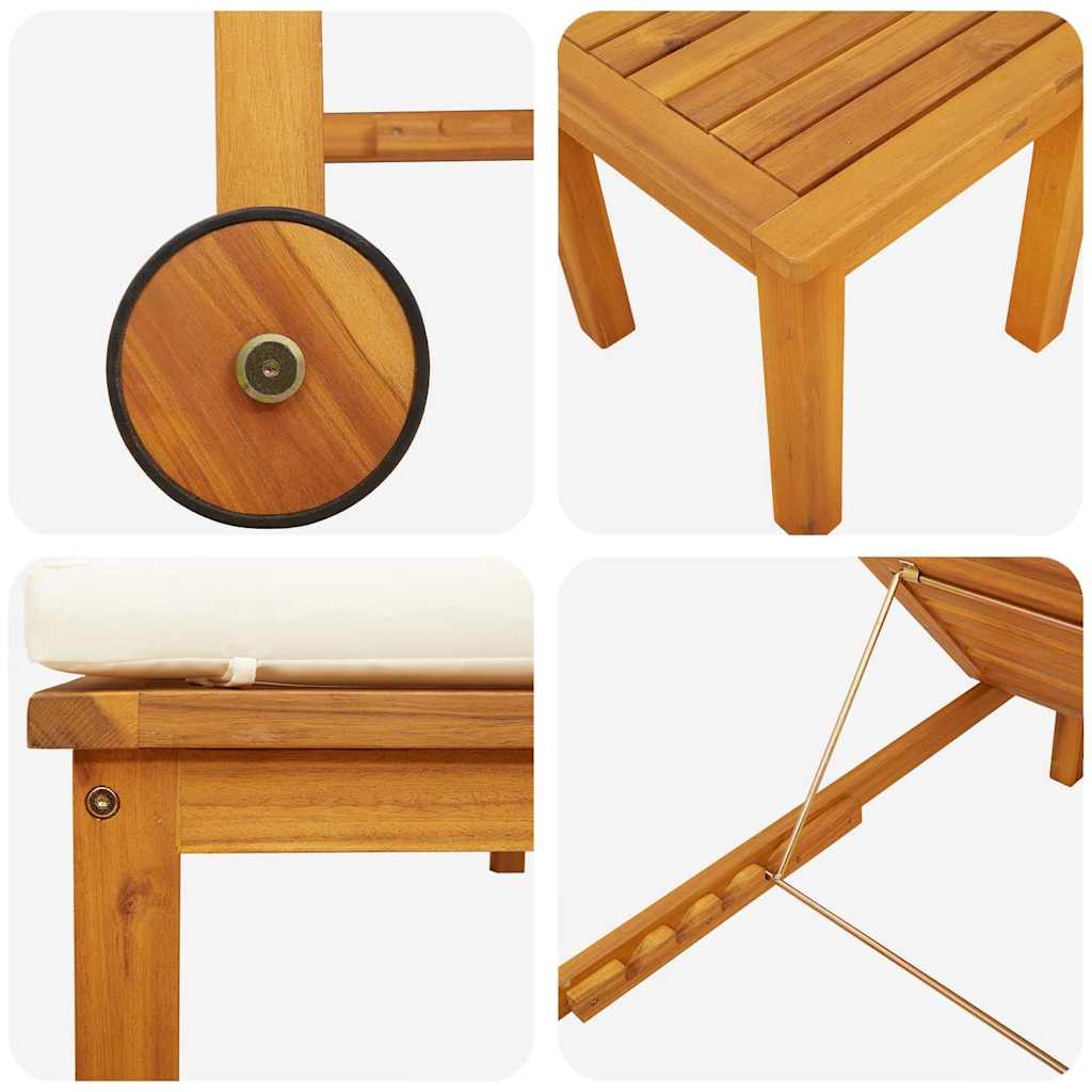 Solstol Reclining 2 Pcs Brun Massivt Akaciaträ