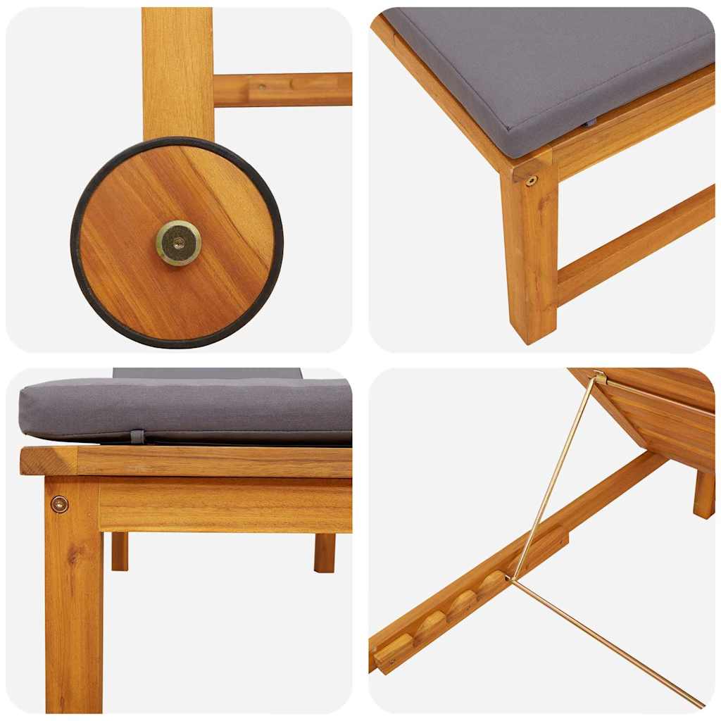 Solstol Reclining 2 Pcs Brun Massivt Akaciaträ