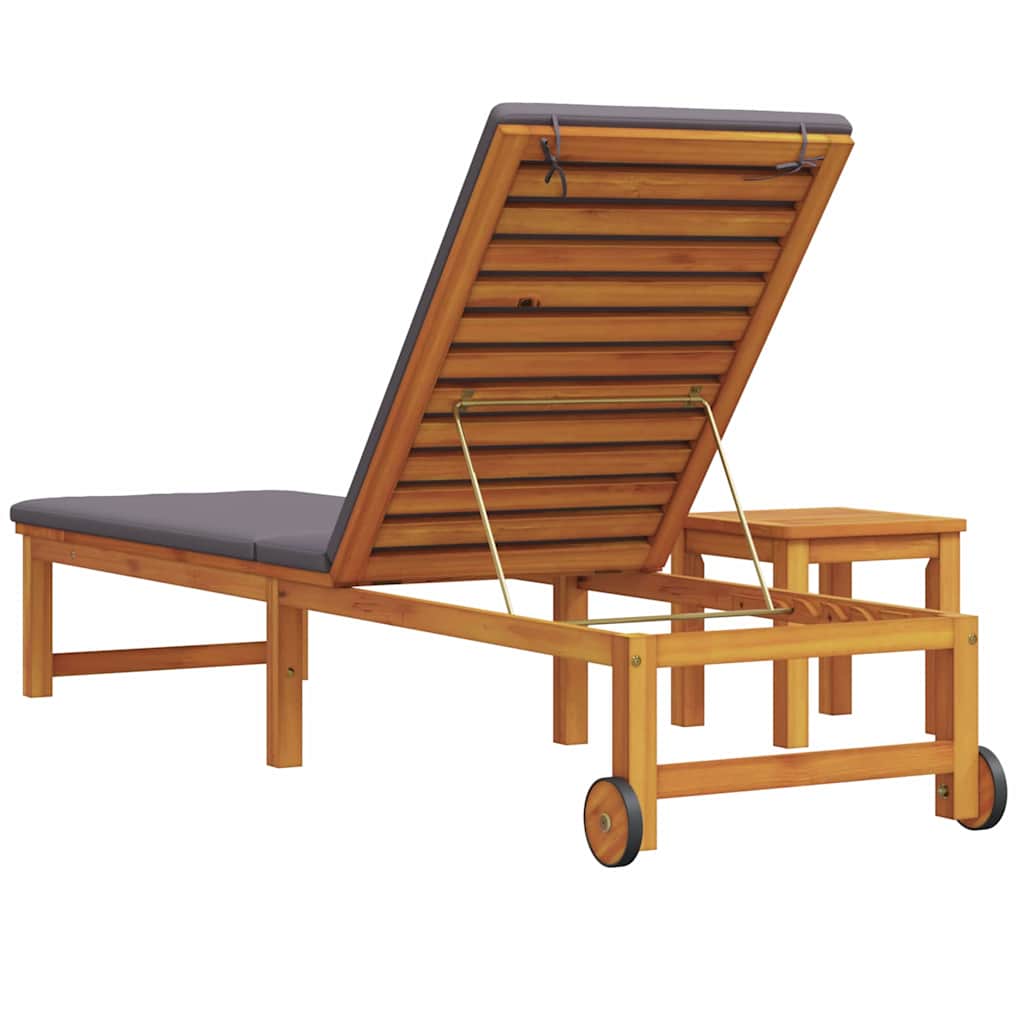 Solstol Reclining 2 Pcs Brun Massivt Akaciaträ