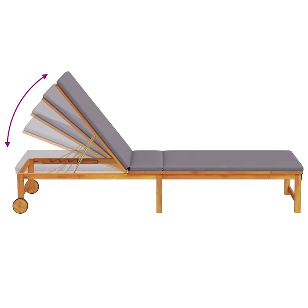 Solstol Reclining 2 Pcs Brun Massivt Akaciaträ