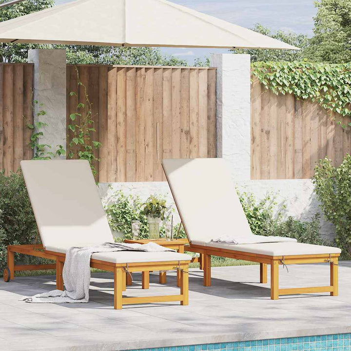 Solstol Reclining 3 Pcs Brun Massivt Akaciaträ