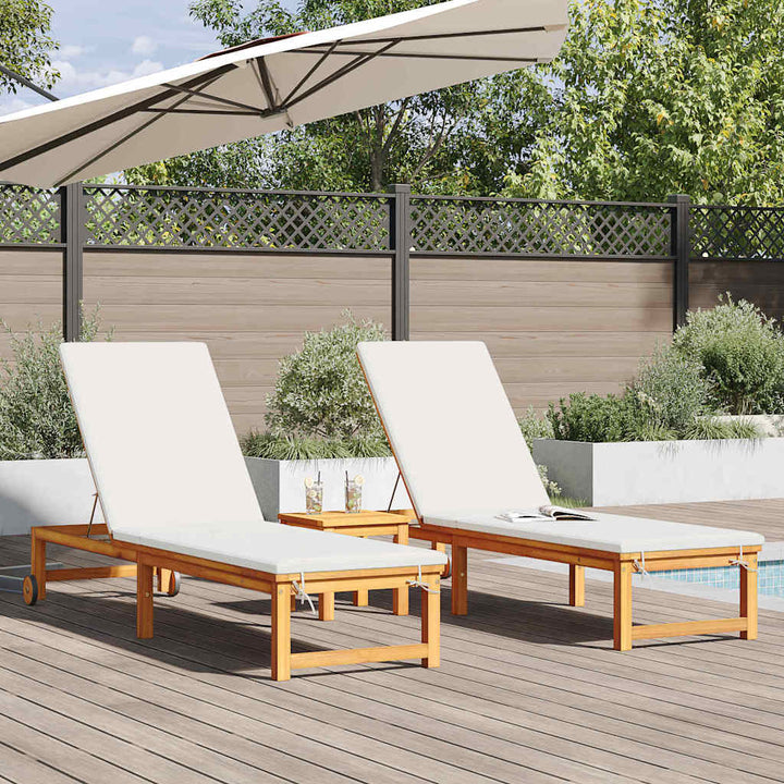 Solstol Reclining 3 Pcs Brun Massivt Akaciaträ