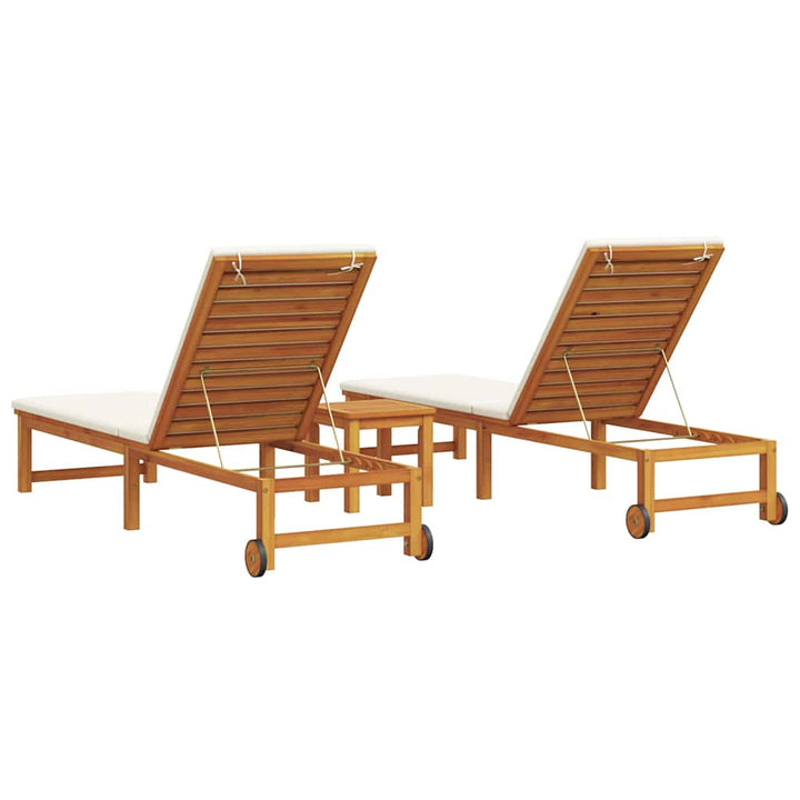 Solstol Reclining 3 Pcs Brun Massivt Akaciaträ