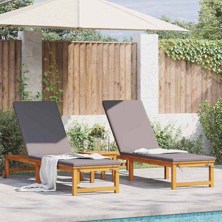 Solstol Reclining 3 Pcs Brun Massivt Akaciaträ