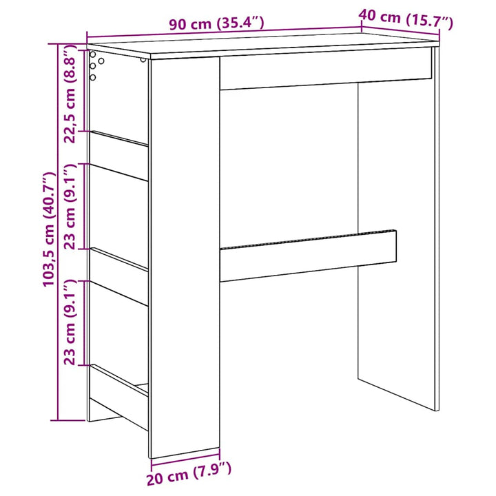 Barbord Med Hyllor 90X40X103,5 Cm Konstruerat Trä