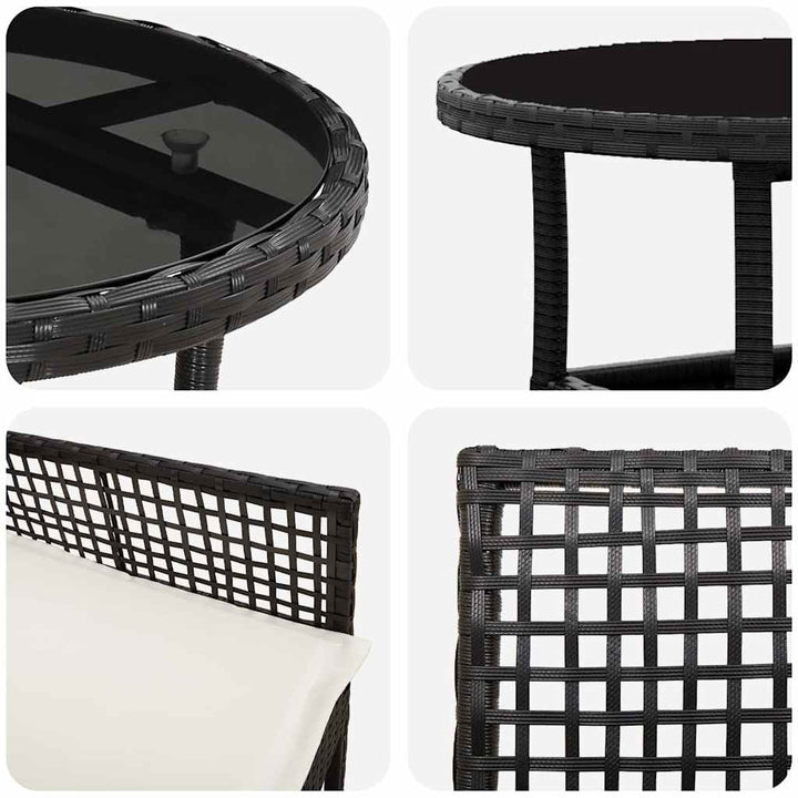 Trädgårdsmöbelset 3 Pcs Svart Konstrotting