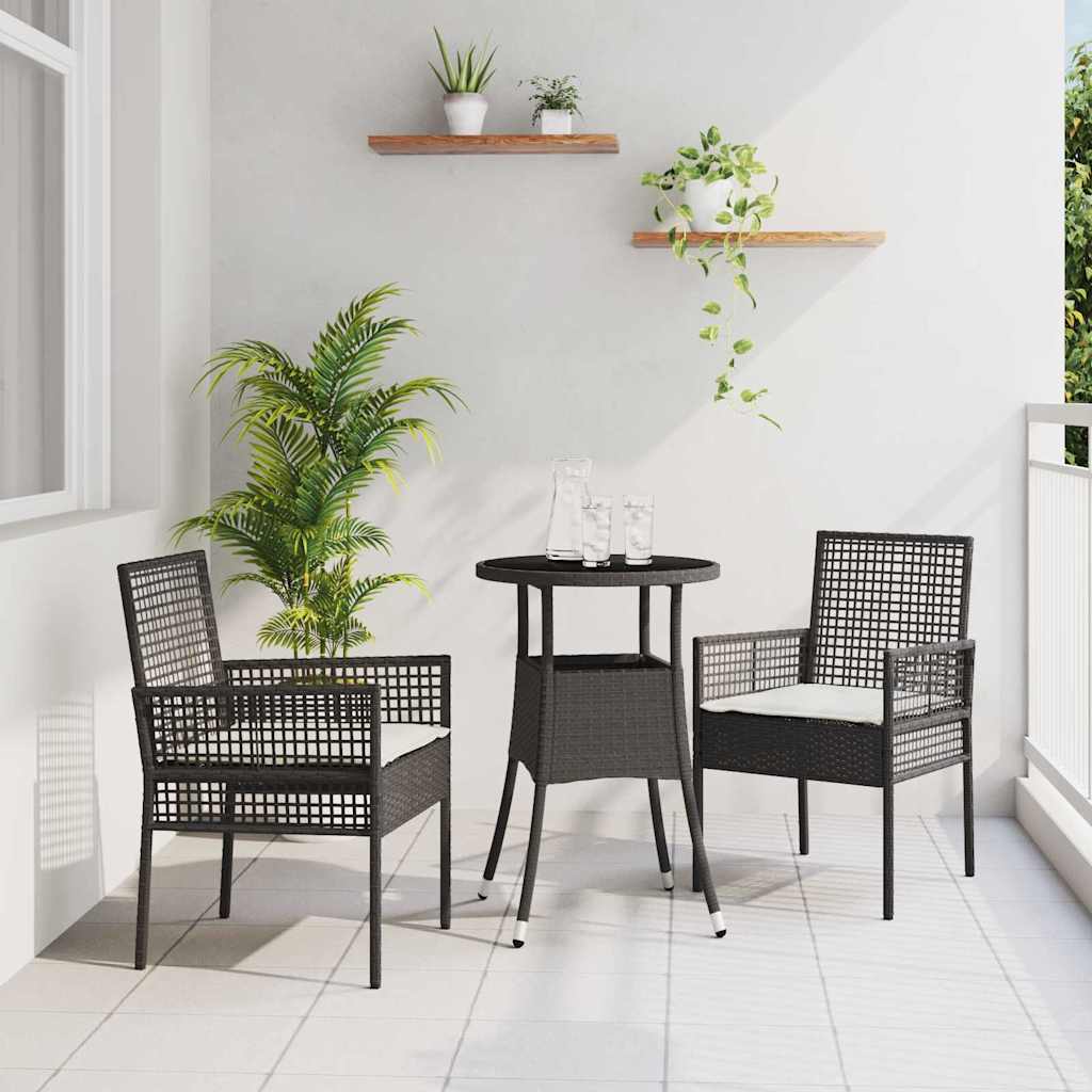 Trädgårdsmöbelset 3 Pcs Svart Konstrotting
