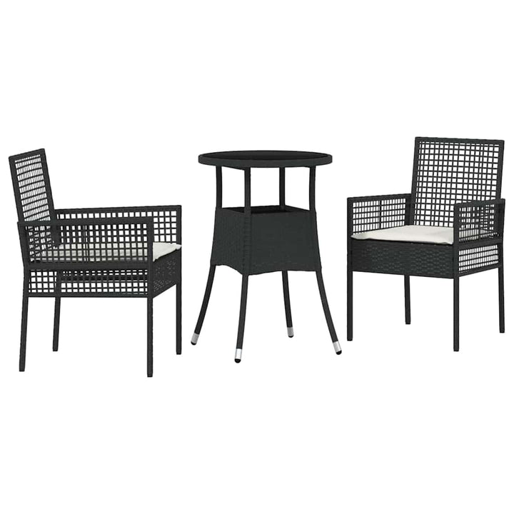 Trädgårdsmöbelset 3 Pcs Svart Konstrotting