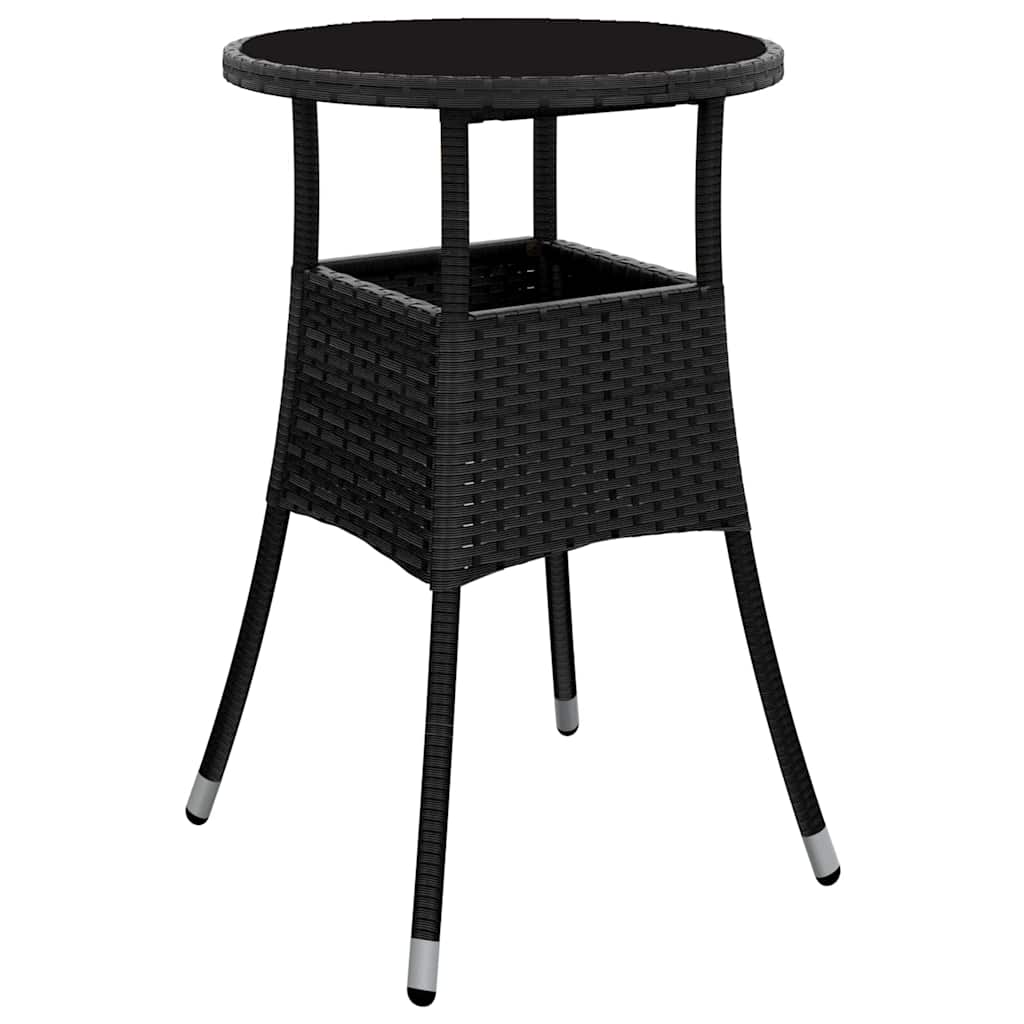 Trädgårdsmöbelset 3 Pcs Svart Konstrotting
