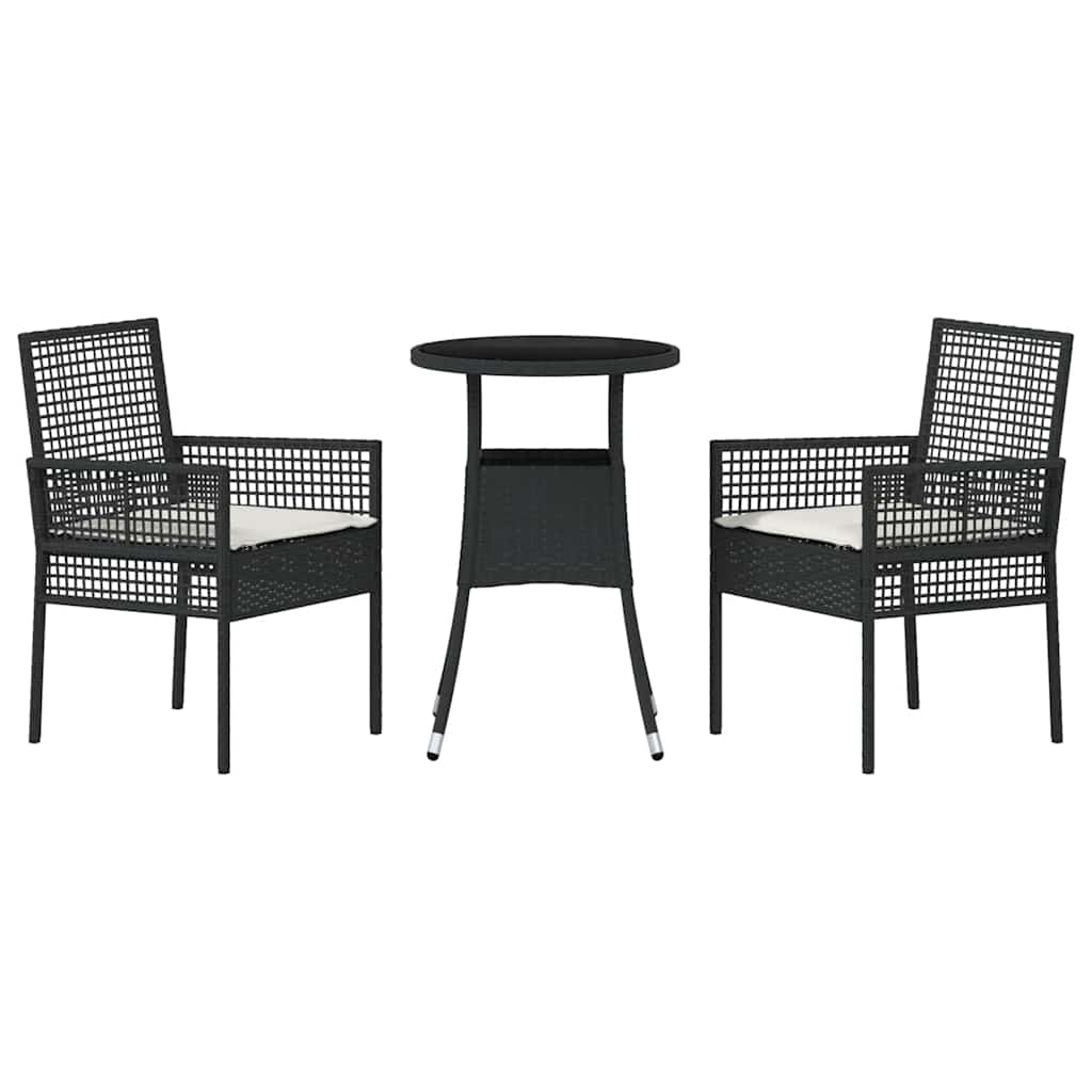 Trädgårdsmöbelset 3 Pcs Svart Konstrotting