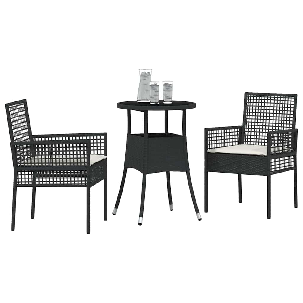 Trädgårdsmöbelset 3 Pcs Svart Konstrotting