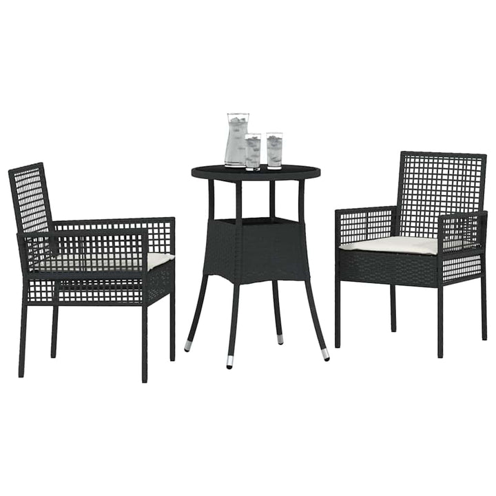 Trädgårdsmöbelset 3 Pcs Svart Konstrotting
