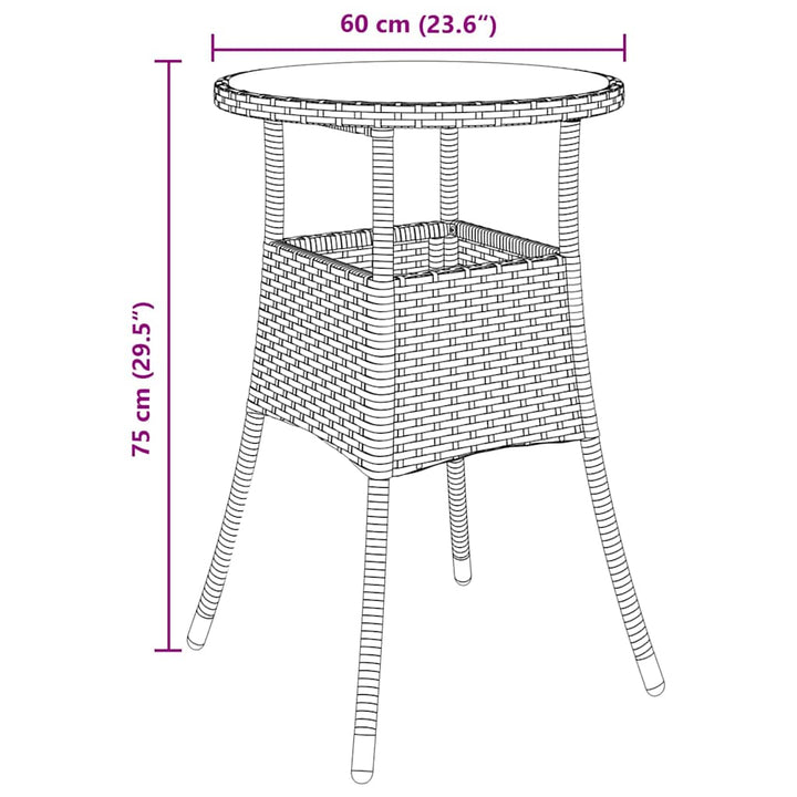 Trädgårdsmöbelset 3 Pcs Svart Konstrotting