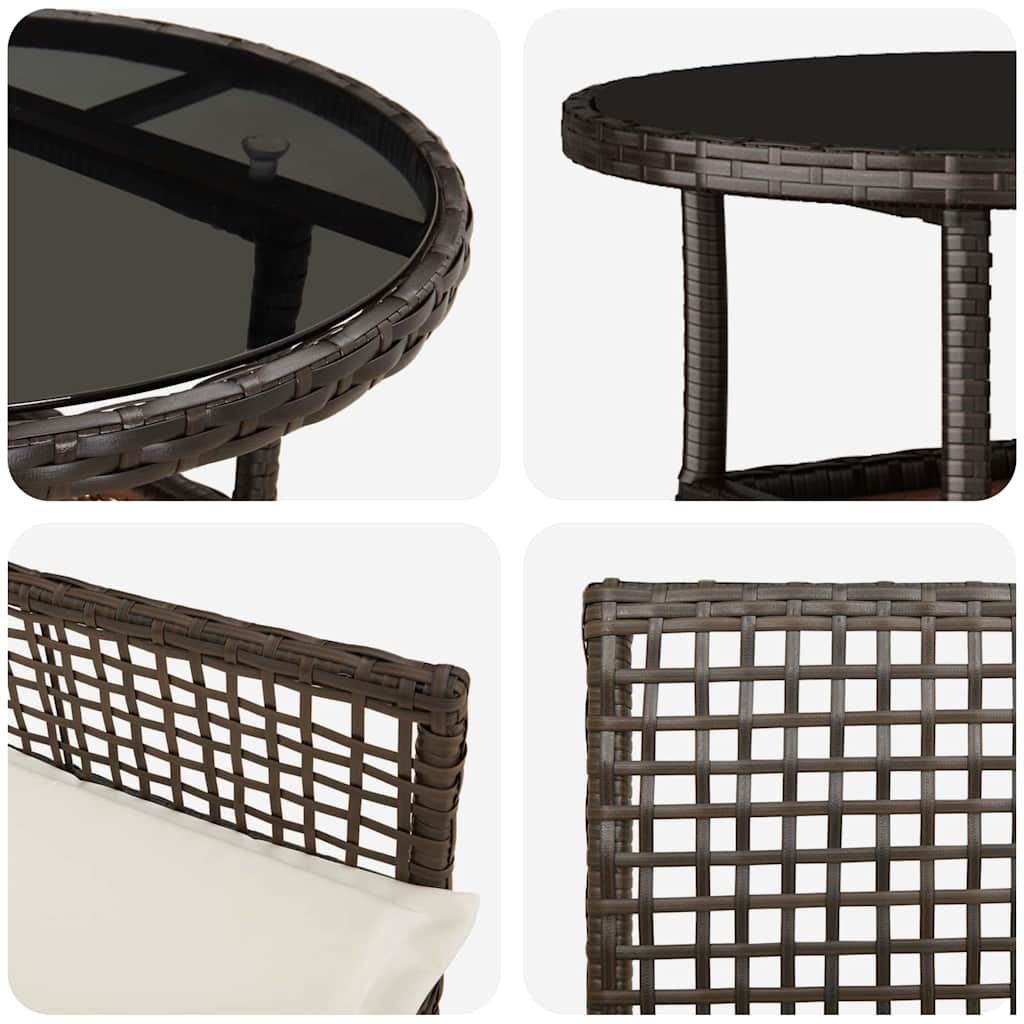 Trädgårdsmöbelset 3 Pcs Brun Konstrotting