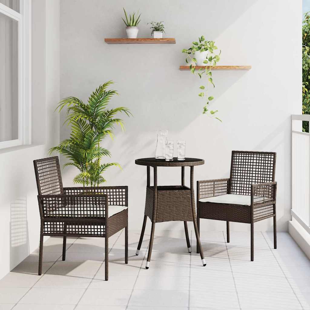Trädgårdsmöbelset 3 Pcs Brun Konstrotting