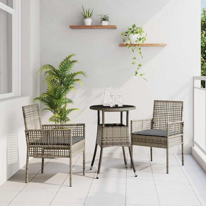 Trädgårdsmöbelset 3 Pcs Grå Konstrotting