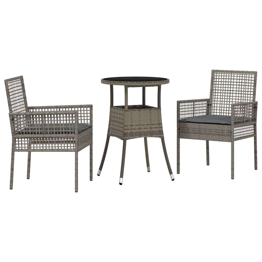 Trädgårdsmöbelset 3 Pcs Grå Konstrotting