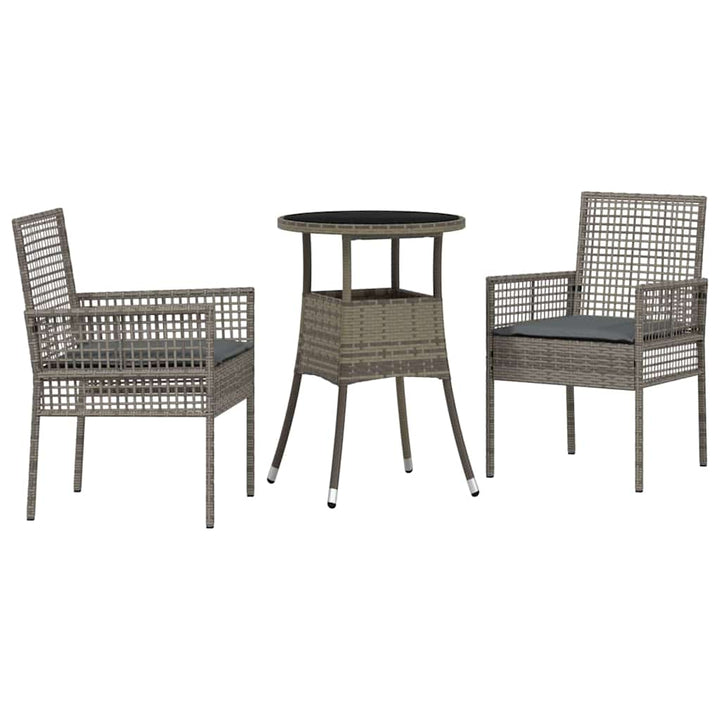 Trädgårdsmöbelset 3 Pcs Grå Konstrotting