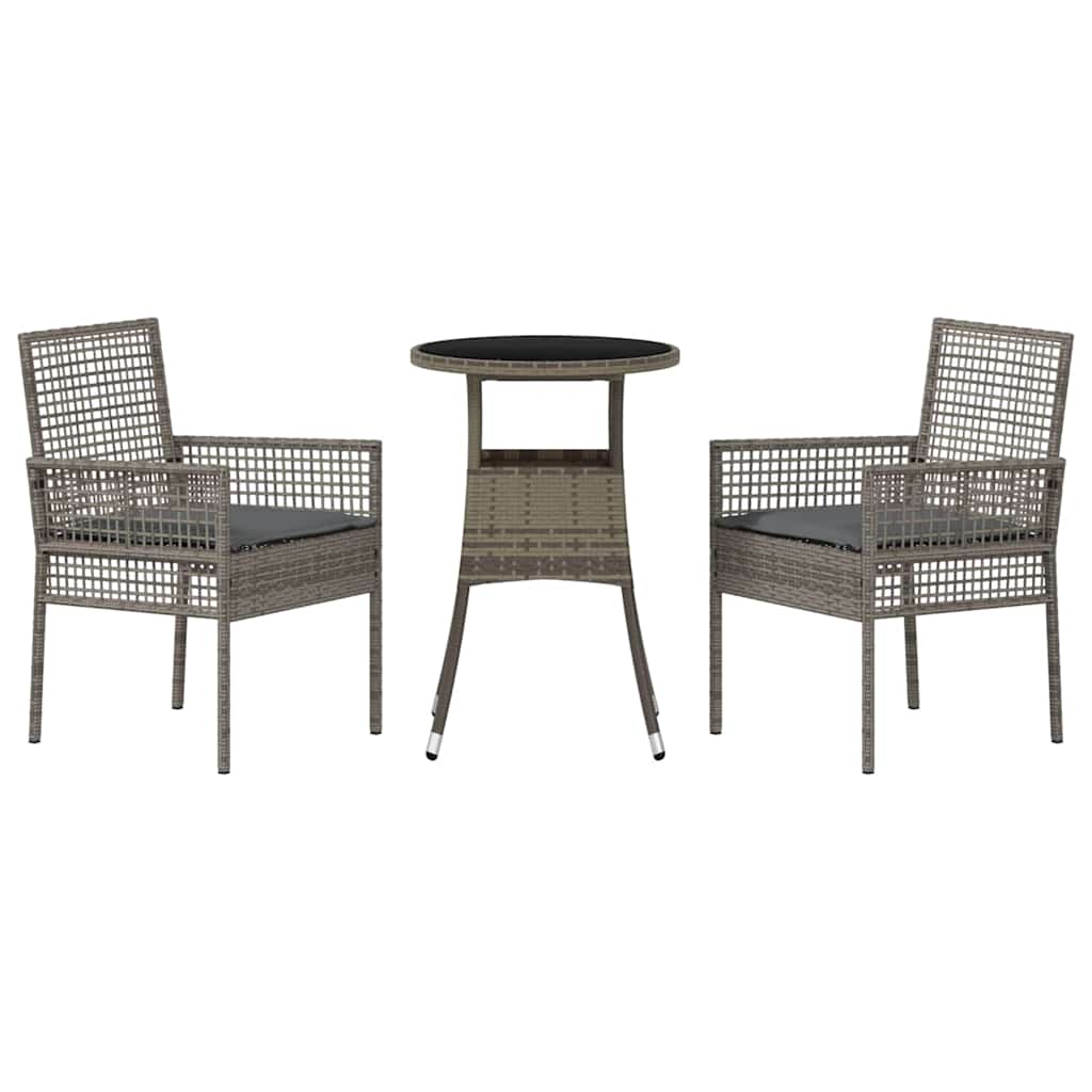Trädgårdsmöbelset 3 Pcs Grå Konstrotting
