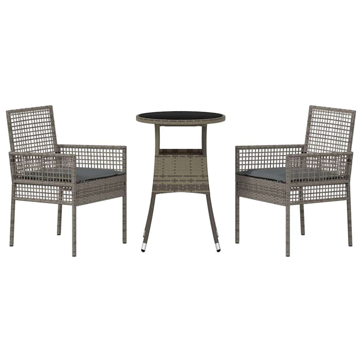 Trädgårdsmöbelset 3 Pcs Grå Konstrotting