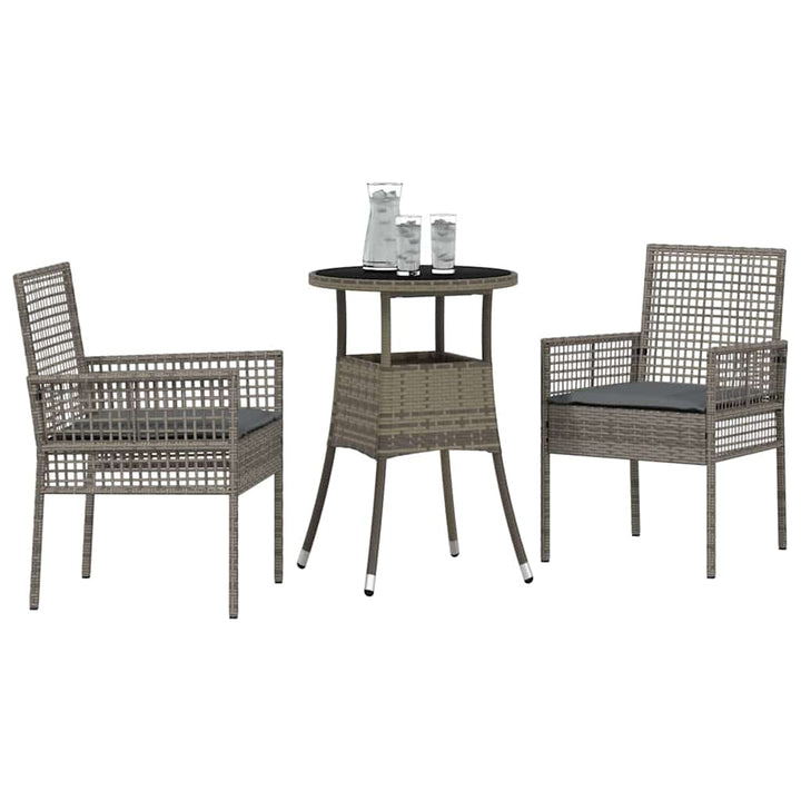 Trädgårdsmöbelset 3 Pcs Grå Konstrotting