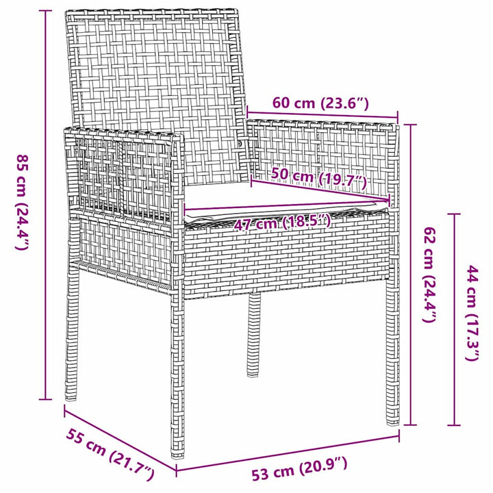 Trädgårdsmöbelset 3 Pcs Grå Konstrotting