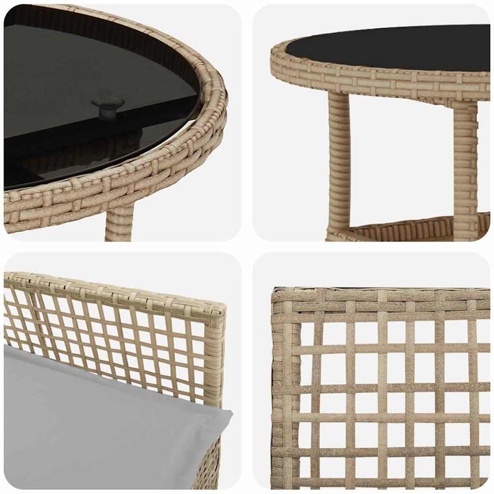 Trädgårdsmöbelset 3 Pcs Beige Konstrotting