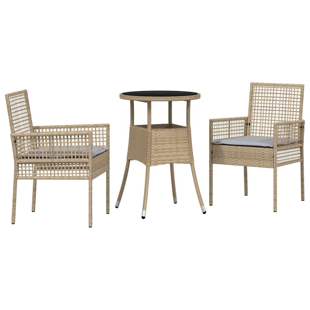 Trädgårdsmöbelset 3 Pcs Beige Konstrotting