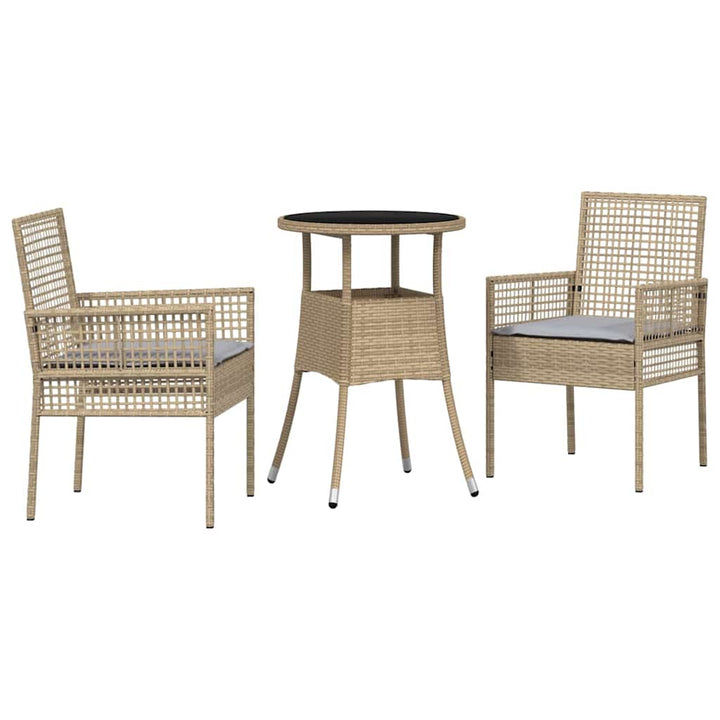 Trädgårdsmöbelset 3 Pcs Beige Konstrotting