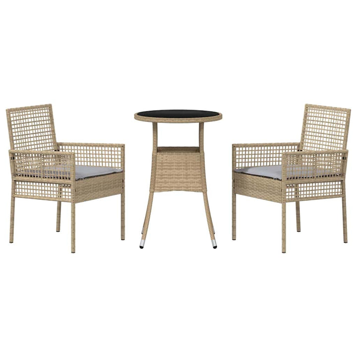 Trädgårdsmöbelset 3 Pcs Beige Konstrotting