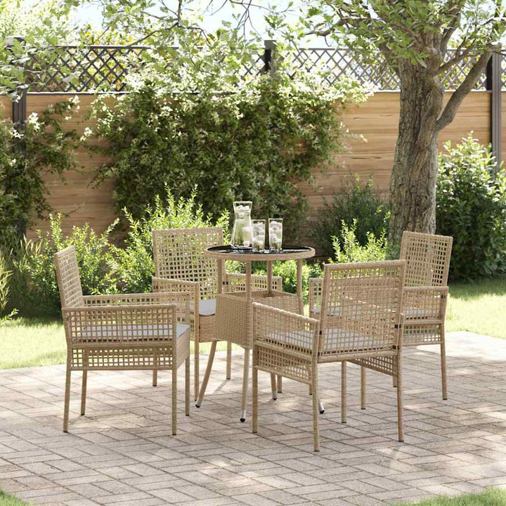 Trädgårdsmöbelset 5 Pcs Beige Konstrotting