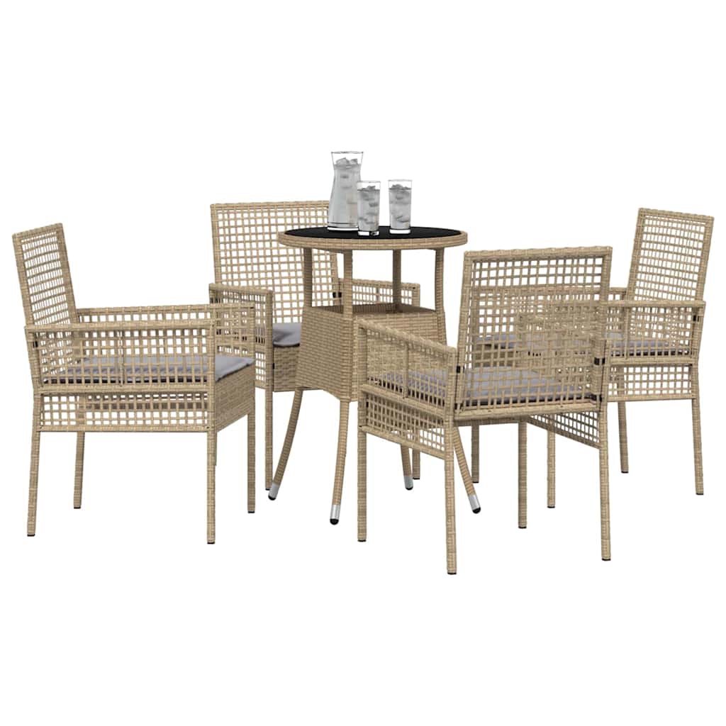 Trädgårdsmöbelset 5 Pcs Beige Konstrotting