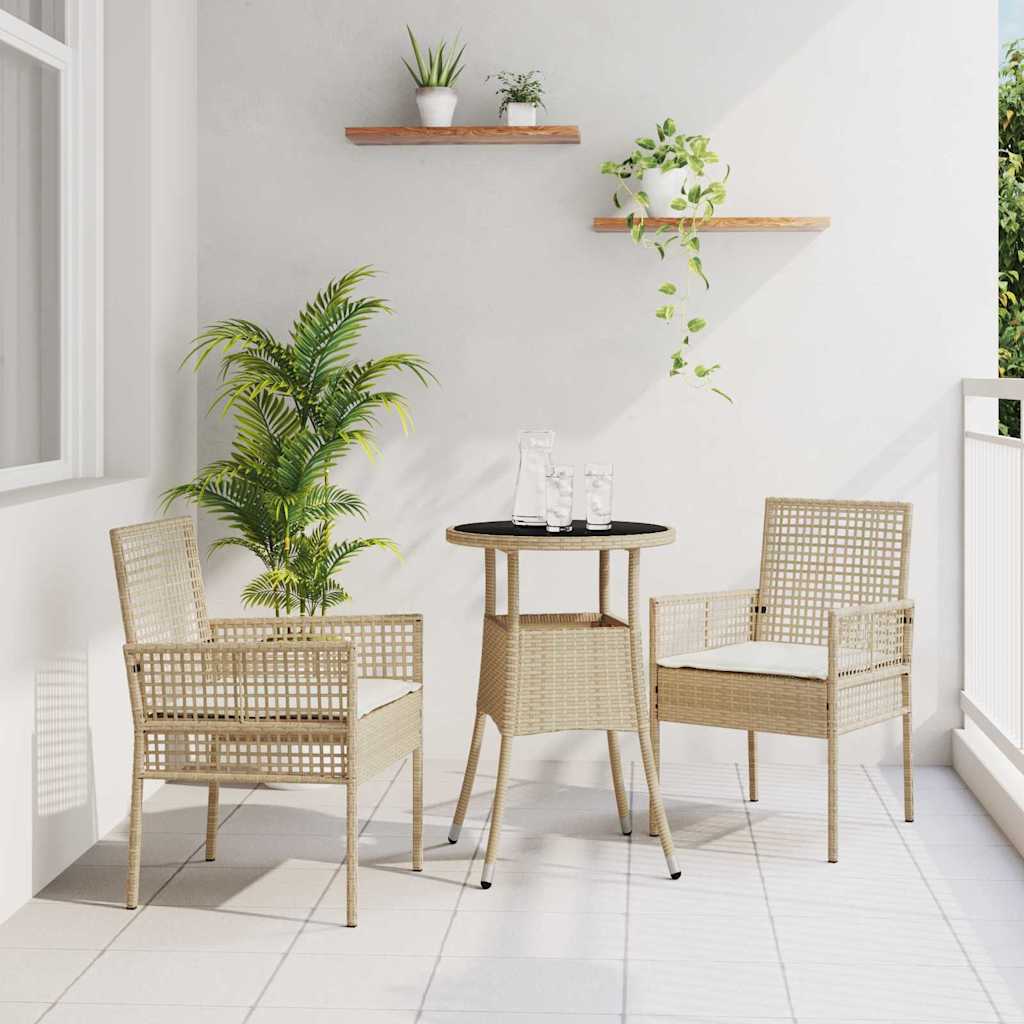 Trädgårdsmöbelset 3 Pcs Beige Konstrotting