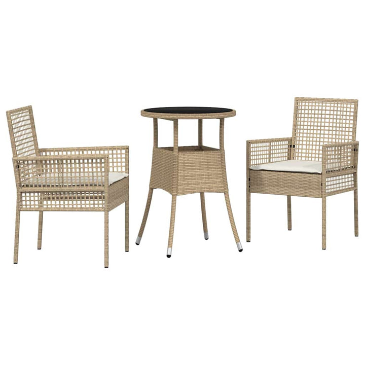 Trädgårdsmöbelset 3 Pcs Beige Konstrotting
