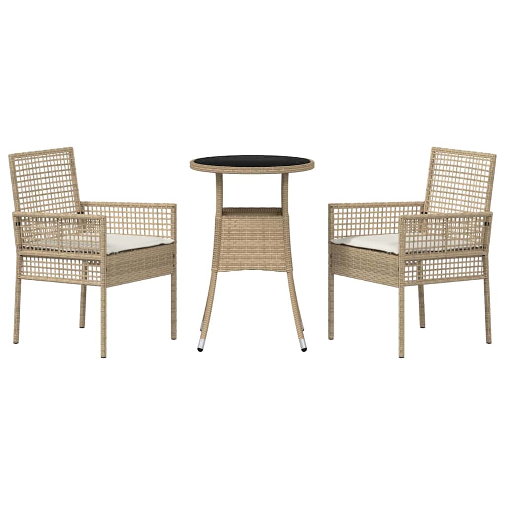 Trädgårdsmöbelset 3 Pcs Beige Konstrotting