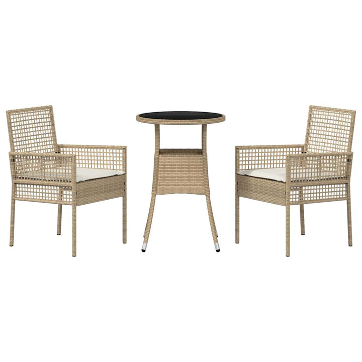 Trädgårdsmöbelset 3 Pcs Beige Konstrotting