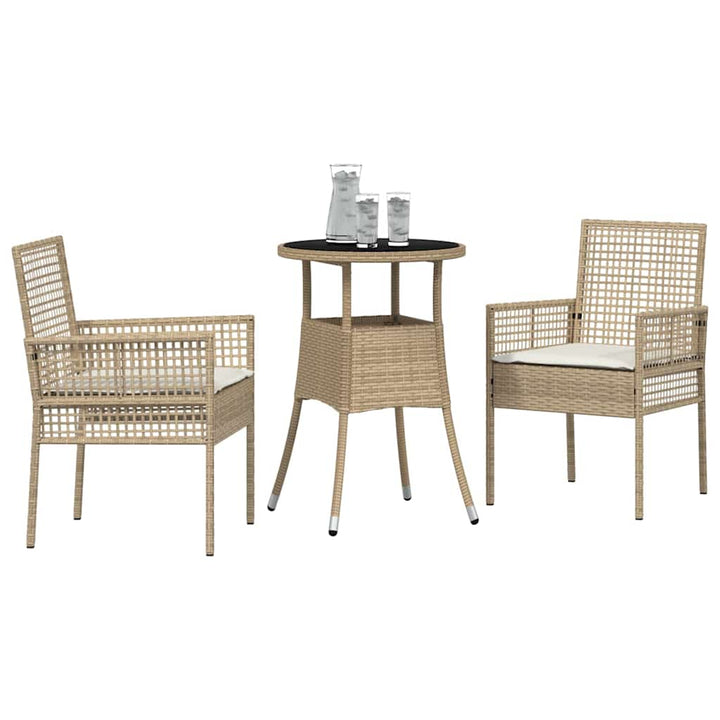 Trädgårdsmöbelset 3 Pcs Beige Konstrotting