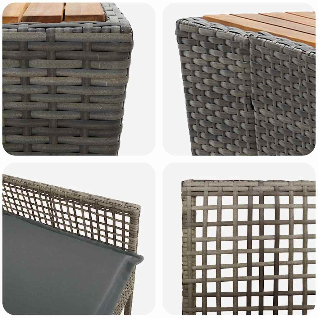 Trädgårds Bistro Set 3 St Grå Konstrotting