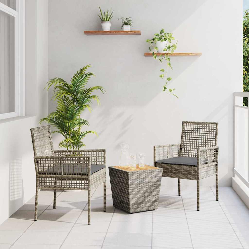 Trädgårds Bistro Set 3 St Grå Konstrotting